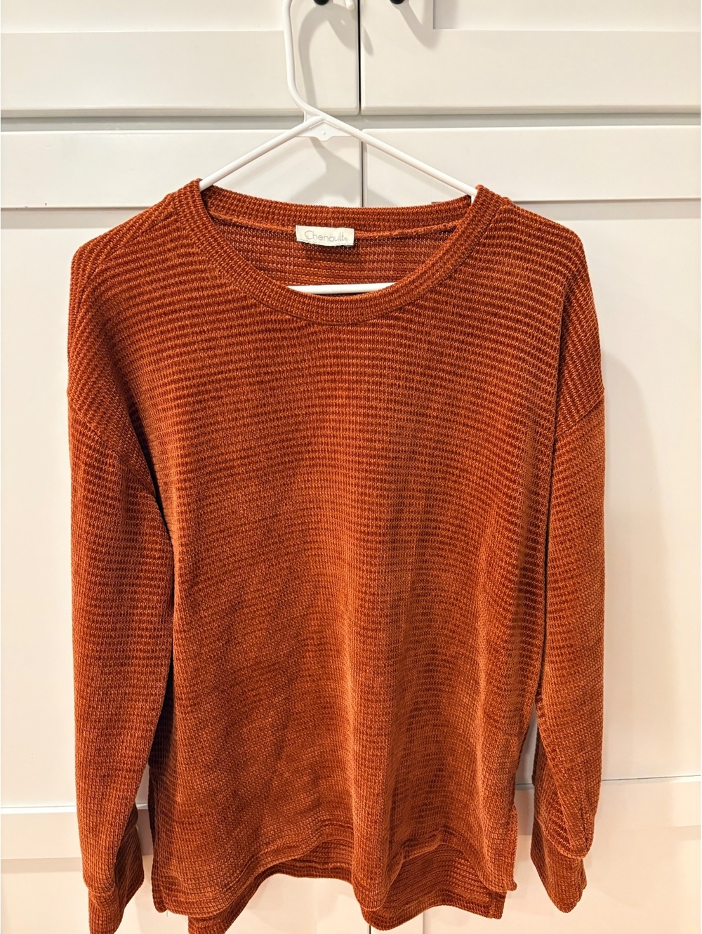Chenault Rust Orange Waffle Knit Pullover Sweater